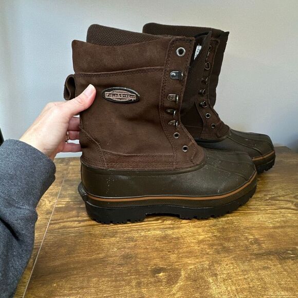 Field & Stream Duck Boots Brown Leather Round Toe Lace Up Thinsulate Lined Sz 10 main image 5